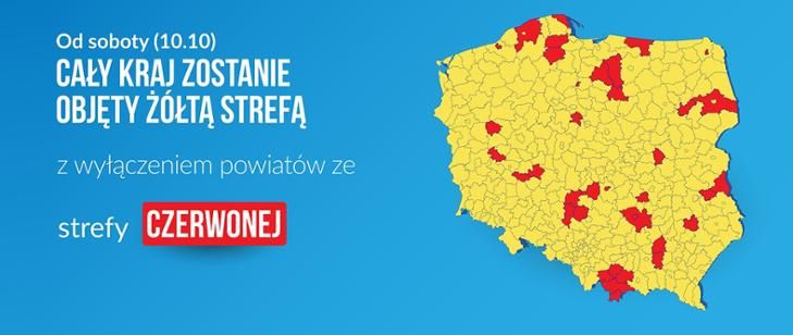 Od 10 października cała Polska w strefie żółtej, Koszalin w strefie czerwonej